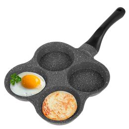 Pannor Pannkaka Pan Nonstick Fried Egg 4 Hål Stekpannkakor Maker med handtag crepe till frukostägg Köksredskap 230731