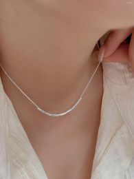 Chains Han Hao S925 Sterling Silver Geometric Block Necklace - Minimalistic And Chic Inspiring Korean Style Accessories