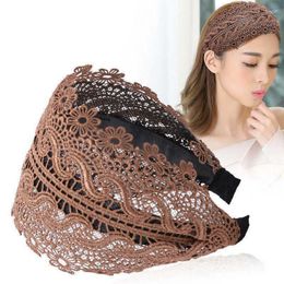 Hair Clips Women's Lace Wide Band Stretchy Headband Turban Headwrap Bandanas Girl Accessories 7 Styles