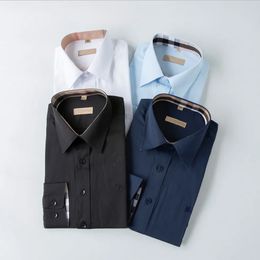 Designer de luxo masculino vestido camisas negócios casual camisa de manga longa primavera outono regular ajuste flex colar estiramento sólido sem rugas camisas para homens