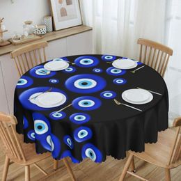 Table Cloth Evil Eye Round Tablecloths 60 Inch Hamsa Hand Of Fatima Covers For Wedding