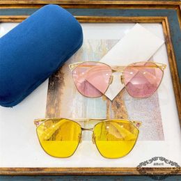 2023 luxury designer sunglasses G Family's New Toad Cat Eye INS Red Star Jelly Colour Sunglasses for Women GG1375