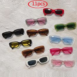 Sunglasses 11pcs Fashion Retro Small Square Frame Women Vintage Punk Rectangle Wholesale Jelly Colors Sun Glasses Shades UV400