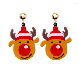 Dangle Earrings Sweet Simple Christmas Cartoon For Woman And Exaggerated Acrylic Snowman Elk Holiday Pendant