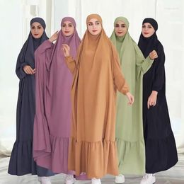 Ethnic Clothing One Piece Prayer Garment Ramadan Muslim Women Jilbab Hooded Abaya Full Cover Oversize Dress Niqab Islamic Modest Robe Kaftan