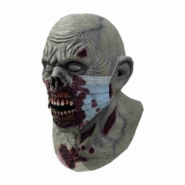 Party Masks Halloween Zombie Headgear Halloween Scary Face Latex Bloody Zombie Helmets Full Face Head Decor Costume Accessories HKD230801