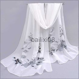 Scarves 2021 spring and summer women scarf new pashmina shawl printed cape silk chiffon Polyester tippet muffler 60*160cm J230801