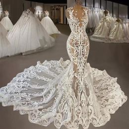 Sexy 2022 Lace Mermaid Wedding Dresses real material Bridal Gowns Jewel Neck Appliqued Country boho beach Vestidos De Novia2182
