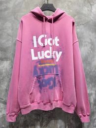 Mens Hoodies Sweatshirts Oversized FW Pink Lucky Hoodie Men Women 1 Red Vetements Hoody Vintage Pullovers Wash VTM Long Sleeve 230731