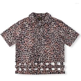 Men's Casual Shirts Japanese Kapital Shirt High Quality Men Women Leopard Print Hem Hollowed Out Design Hawaiian Loose Short Sleeve