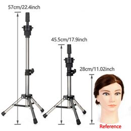 Wig Stand Mannequin Head Tripod Stand Adjustable Hairstyles Hairdressing Silver Aluminum Training Wig Head Clamp Holder For Practice 230731