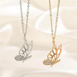 Pendant Necklaces Dainty Hollow Butterfly Necklace For Women Luxury Animal Shaped Zircon Choker Party Jewellery Accessories Gift