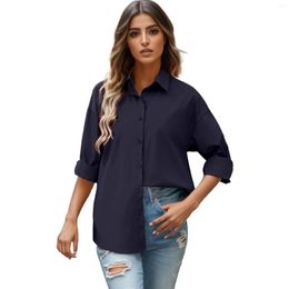 Women's Blouses Casual Button White Blouse 2023 Autumn Elegant Loose Womens Tops And Office Ladies Lapel Up Shirt Tunics