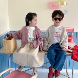 Cardigan 4776C Children's Sweater Spring 2023 Solid Color Knitted Sweater for Boys Girls Children's Casual Twist Sweater Cardigan Coat J230801