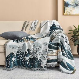 Comforters sets Textile City Japanese Simple Style Wave Home Cloth Sofa Blanket Dust Cover Jumbo Size Double Cushion Camping Picnic 230801