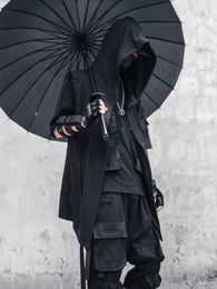 Men's Trench Coats Sleeveless Coat Men Techwear Cardigan Male Summer Windbreaker For Hooded Cloak With Hood Hip Hop