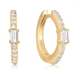 Hoop Earrings Fine Jewellery Circle Diamond Earring 14k Solid Gold Baguette Topaz Huggies Engagement Wedding Birthday Gift