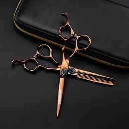 Hair Scissors Professional Feather Gem 6inch Cutting Hairdressing Thinning Shear Barber For189l