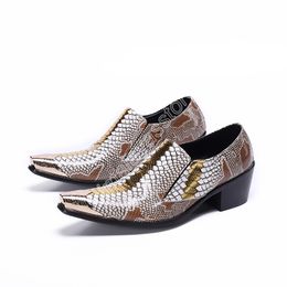 Christia Bella Fashion Snake Snake Pattern Men Business Shoes Increase Height Genuine Leather Man Shoes Formal Dress Shoes