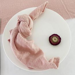 Table Napkin 40X40cm Pink Gauze Cloth Cotton Napkins Set Of 4 For Romantic Wedding Parties Commemoration Day Halloween Thanksgiving