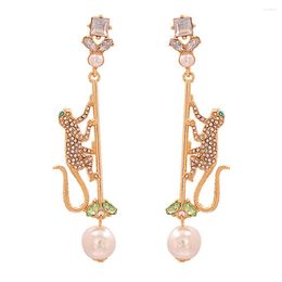 Dangle Earrings ZHINI Bohemia Vinatge Golden Long For Women 2023 Fashion Imitation Pearls Drop Earring Rhinestone Jewellery Gift