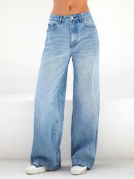 Women's Jeans Women Streetwear Casual Slouchy High Waist Denim Baggy Vintage Blue Full Pants Oversized Besics Straight Trousers