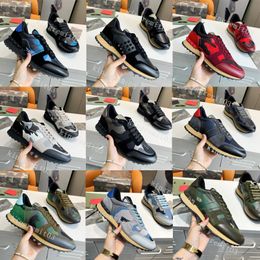 Designer Shoes Camouflage Sneakers Women Rivet Shoes Studded Flats Mesh Men Sneakers Camo Suede Leather Trainers Lace UP Sneaker Dayremit Mesh