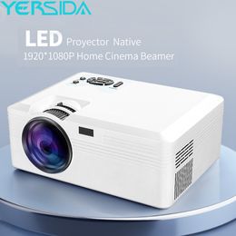 Smart Projectors YERSIDA Portable Projector 1920x1080P Smart TV WIFI Portable Home Theatre Cinema Battery Sync Phone Beamer LED for 4k Movies 230731