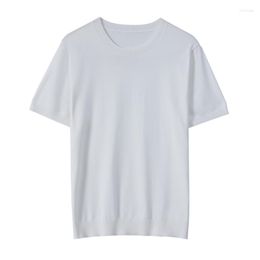 Men's T Shirts Short-Sleeved T-shirt Summer Ice Silk Cool 2023 Bottoming Mercerized Cotton Round Neck Sweater Men