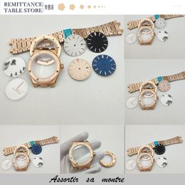 Wristwatches 42MM Men's Watch Modification Parts Sapphire Crystal Octagonal Oak Mechanical Case NH35 Movement Assembling Your Own