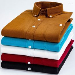 Men's Casual Shirts High Quality Autumn Winter Warm Cotton Corduroy Man Shirt Long Sleeved Button Down Smart Men Comfortable Tees H142