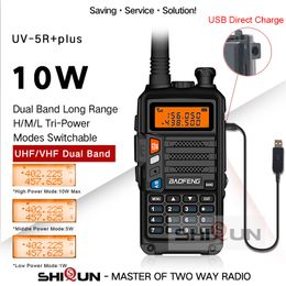 Walkie Talkie 10W Long Range Baofeng UV 5R Plus Radio for Hunting 10 KM Upgrade of UV 5R UV 10R Ham 10KM UHF VHF Tri Bands 230731