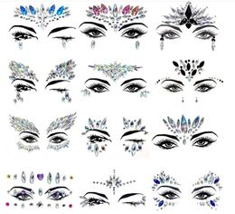 100pcs Rhinestone festival Face jewels sticker Fake Tattoo Stickers Body Glitter Tattoos Gems Flash for Music Festival Party Makeup