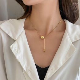 Choker LW Titanium Steel Small Golden Necklace Female Fashionable Joker Don't Rub Off The Little Round Pearl Tassel Pendant