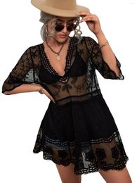 Women's Swimwear 2023 Lace Beach Pareo Beachwear Swim Suit Cover Up Playa Tunics For Tunic Women