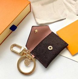 Keyring Designer Letter Wallet Keychain Fashion Purse Pendant Car Chain Charm Brown Flower Mini Bag Trinket Gifts No Box