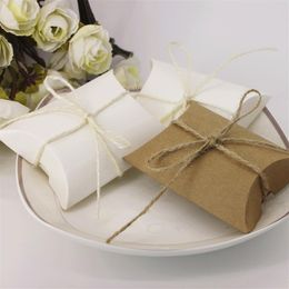 100pcs Good Kraft Paper Pillow favor Box Wedding Party Favor Candy Boxes Christmas Gift Boxes New279R