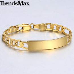 Trendsmax Baby's Bracelet Gold Filled Figaro Chain Smooth Bangle Link ID Bracelet For Baby Child Boys Girls 5mm 11 5cm KGBM10266g