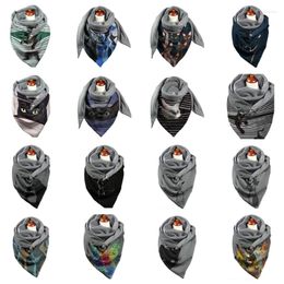 Scarves 2023 Women Winter Thicken Warm Oversized For TRIANGLE Scarf With Adjustable Clip Colorful Kitten Patterns Shawl Wrap Snood