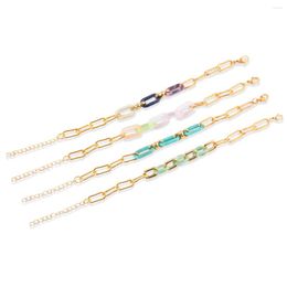 Link Bracelets Women Bracelet Color Acrylic And Stainless Steel Ring Chain Simple Trendy Girl Jewelry Birthday Gift