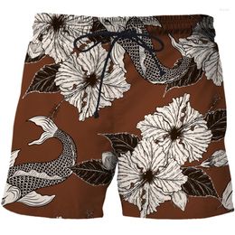 Men's Shorts Painting Art 3D Koi Printing Mens Swimwear Swim Trunks Beach Board Swimming Pants Swimsuits Running Sports