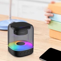 Portable Speakers Portable wireless Bluetooth mini plug-in card glowing transparent bedside lighting audio surround sound lasting life R230801