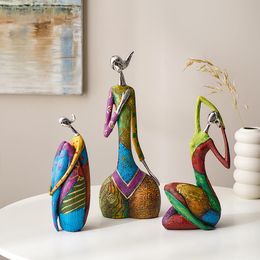 Decorative Objects Figurines Modern Art Figurine Desktop Decoration Accessories Gift Creative Home Colourful Abstract Figure Sculpture Living Room 230731