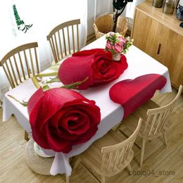 Table Cloth Red Yellow Pink Rose Floral Kitchen Tablecloth Wedding Decoration Home Gathering Decoration Party Rectangle Tablecloth R230801