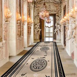 Carpets Chinese Style Corridor Aisle Carpet Hotel Stairs Non-Slip Floor Mats Home Entrance Carpet Custom Corridor Long Carpet R230801