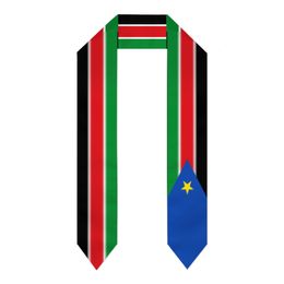 Scarves Graduation Sash South Sudan Flag scarf Shawl Stole Sapphire Blue with Star Stripe Bachelor Gown Accessory Ribbon 18014cm 230801
