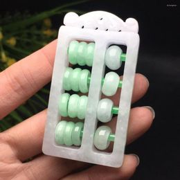 Pendant Necklaces Natural Green Jade Abacus With Rope Chain Grade A Myanmar Jadeite Charms Sweater Necklace Men Women Jewelry
