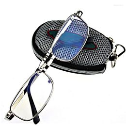 Sunglasses Men Women Foldable Clear Reading Glasses Grid Case With Belt Clip Presbyopic Eyewear Spectacles 1.0 1.5 2.0 2.5 3.0 019