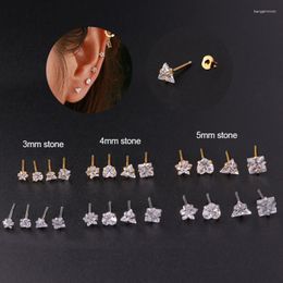 Stud Earrings 1PC 20G Crystal For Women Gold Silver Color Triangular Square Star Heart Zircon Tragus Cartilage Piercing Jewelr