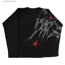 Men's Sweaters Men Pullovers Sweaters spider graphic Stripes Women's Knitted Streetwear Maiden Oversized Harajuku O Neck Knitwear Men Clothing T230801